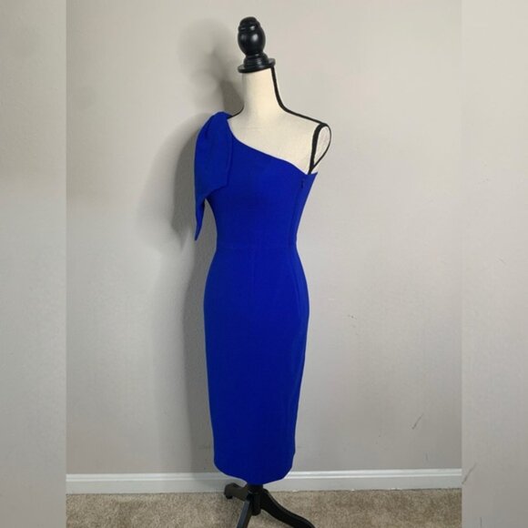 Dress The Population Blue Tiffany One Shoulder Midi Dress - Picture 8 of 15
